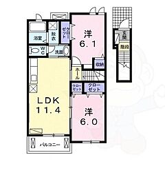 フォンテーヌN-3 2LDKの間取図画像