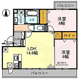 コーポ大安寺2 2LDKの間取図画像
