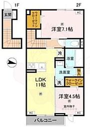 ブリスコート永慶寺 2LDKの間取図画像