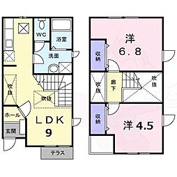 フローラハイツ 2DKの間取図画像