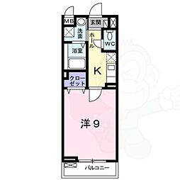 ウエストメゾンA 1Kの間取図画像