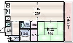 ウチダヤマハイツ 1LDKの間取図画像