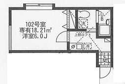 チェリーハウス 1階ワンルームの間取り