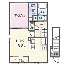 ヴィルコメン 2階1LDKの間取り