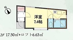 ラビリンスV 2階ワンルームの間取り