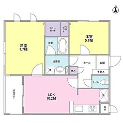 フェリチターレ 4階2LDKの間取り