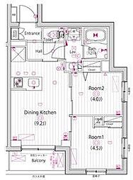 ガーラ・ステーション川崎久地 2DKの間取図画像
