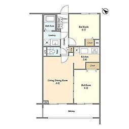 メゾンルミエールたまプラーザ 2LDKの間取図画像