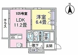 クレイドルユウシン 1LDKの間取図画像