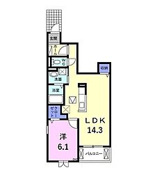 ル・ラパン・ア・ローヴ 1LDKの間取図画像