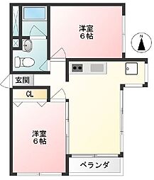 宮前平マンション 2DKの間取図画像