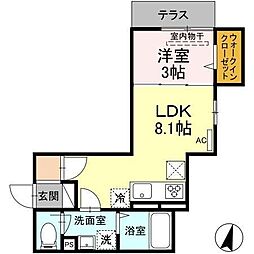 エクシード・ポメロ 1LDKの間取図画像