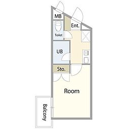 LCレジデンス川崎多摩 1Kの間取図画像