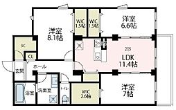 メゾン・ド・コリーヌ 3LDKの間取図画像