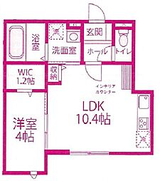 フラワーコート 1LDKの間取図画像