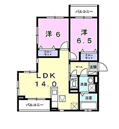 サンティエ 2LDKの間取図画像