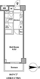 レジディア武蔵小杉 1Kの間取図画像