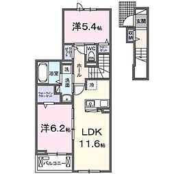 シャンティ長沢 2LDKの間取図画像