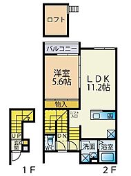 庵'sレラ東庵 1LDKの間取図画像