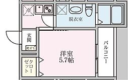 フルーヴテラス 1Kの間取図画像