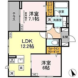 D Paina 宿河原6 2 2LDKの間取図画像