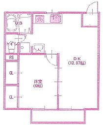 アクティブシティ 1DKの間取図画像