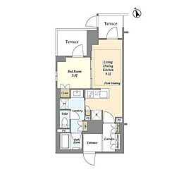 ドレッセ青葉荏田北フロント 1LDKの間取図画像