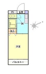 梶ヶ谷山口ハイツ 1Kの間取図画像