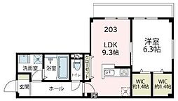 ブラウニー 1LDKの間取図画像