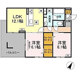 あざみ野ロイヤルハイツ 2LDKの間取図画像