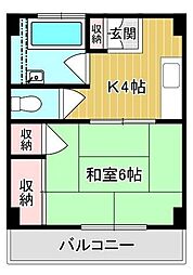 コーポアロー 1Kの間取図画像
