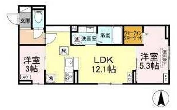 レクシア千住緑町 301｜東京都足立区千住緑町２丁目(賃貸アパート2LDK・3階・45.94㎡)の写真 その2