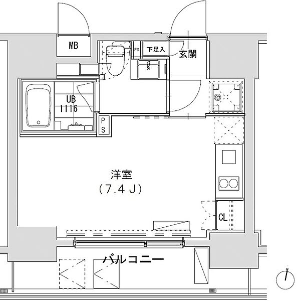 グランディオール広尾テラス 1303｜東京都渋谷区広尾１丁目(賃貸マンション1R・13階・23.47㎡)の写真 その2