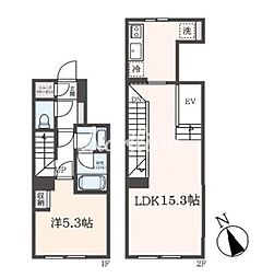 トラディス荏原中延 5階1LDKの間取り