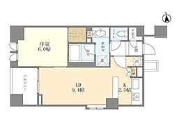 シティハウス東京新橋 5階1LDKの間取り
