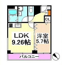 霞町五番館 2階1LDKの間取り