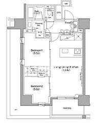 ザ・パークハビオ滝野川 6階2LDKの間取り
