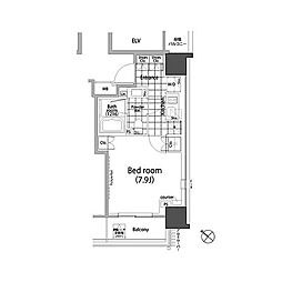 パークハビオ赤坂タワー 9階1Kの間取り