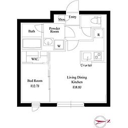 グローリオシェルト神宮前 3階1LDKの間取り