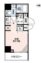 プレール・ドゥーク品川旗の台 7階ワンルームの間取り