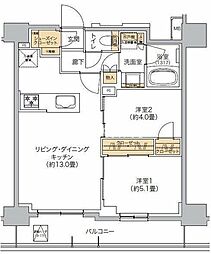 リビオメゾン西麻布 9階2LDKの間取り