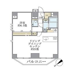 ルネサンス赤坂プレミアムコート 11階1LDKの間取り