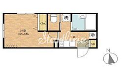 グレイス中延 2階1Kの間取り