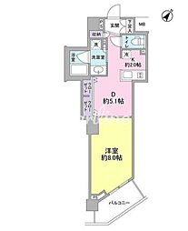 スタイリオ中延駅前 6階1DKの間取り