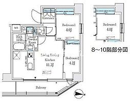 プライムブリス品川中延 2LDKの間取図画像