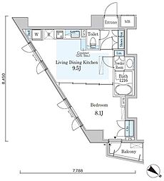 オーキッドレジデンス六本木 1LDKの間取図画像