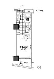 パークハビオ赤坂タワー 1Kの間取図画像
