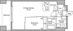 レジディア芝大門2 1LDKの間取図画像
