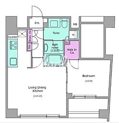 レジディア恵比寿南 1LDKの間取図画像