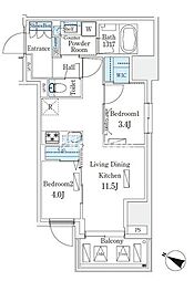 渋谷区東3丁目マンション 2LDKの間取図画像